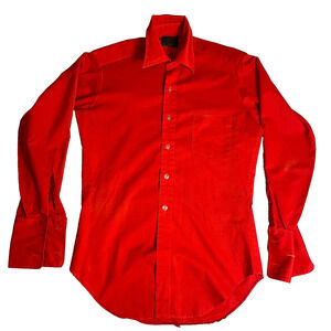 Vintage 1970s Sears The Mens Store The Comfort Shirt XL Red Perma Prest Cotton